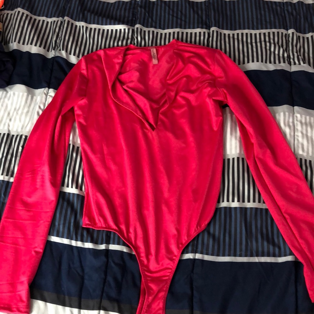 Hot pink bodysuit very fitted